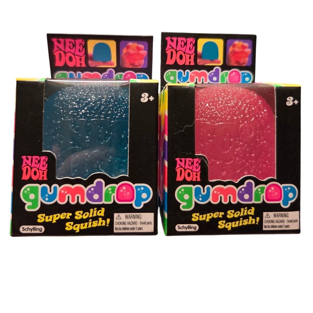 Schylling NeeDoh Gumdrop Toy Unisex OS Pink Blue New Sensory Squish Fidget 2pk